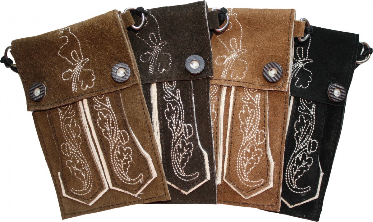 GermanWear German Wear,Trendige Trachten Handytasche für Iphone handy Leder tasche, Farbe:Dunkelbraun NEW-4732