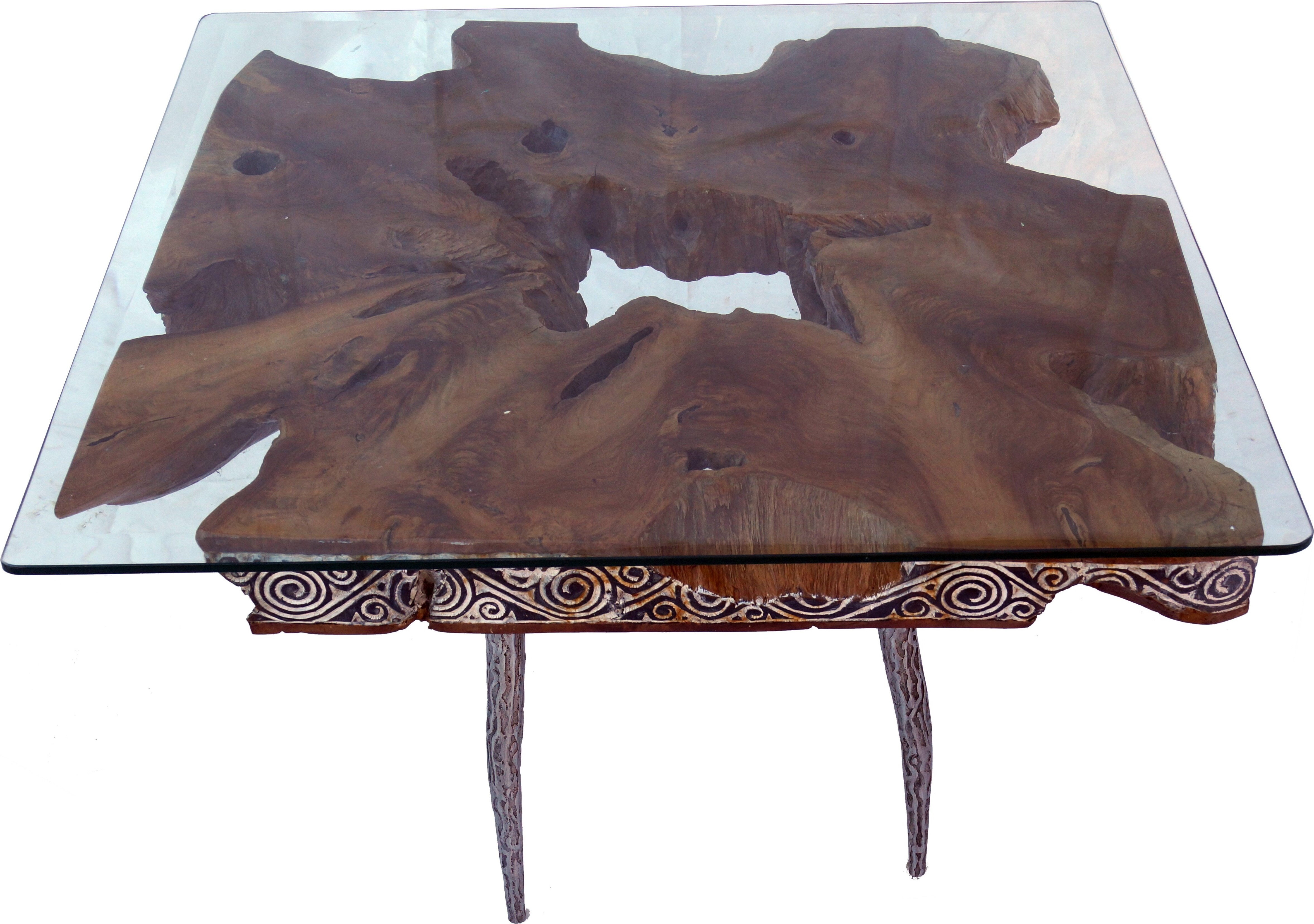 Guru-Shop Kaffetisch, Couchtisch, Bodentisch aus Wurzelholz - Modell 20, 48*80*80 cm, Kaffeetische & Bodentische 47023