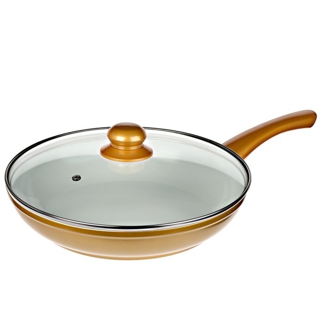Genius - Cerafit Gold Pfanne Ø24 + Glasdeckel Keramik-Pfanne Bratpfanne