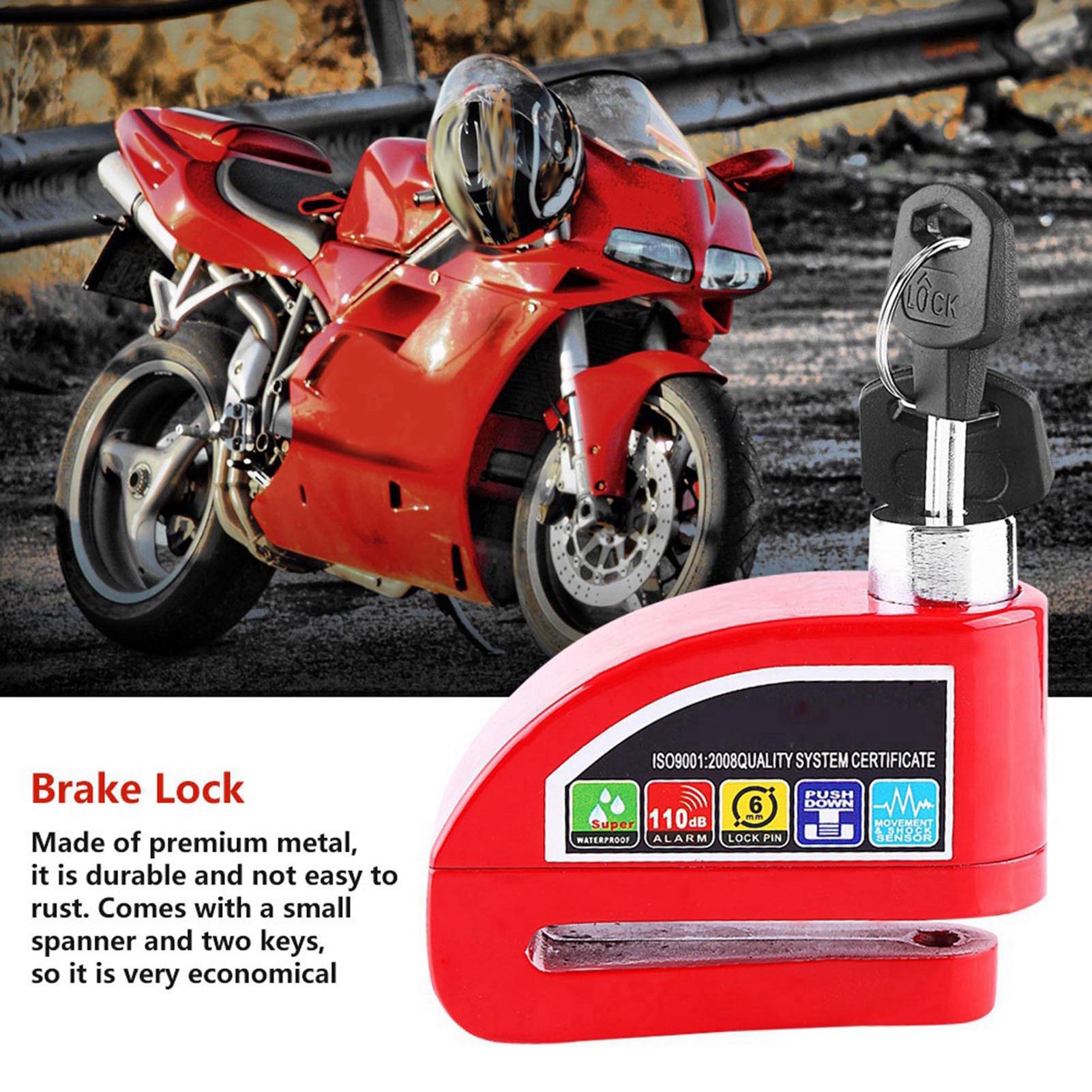 Cocosity Bremsenschloss, Scheibenbremsenschloss, Scheibenschloss, Motorrad Scheibenbremsenschloss, Alarm Scheibenbremsenschloss