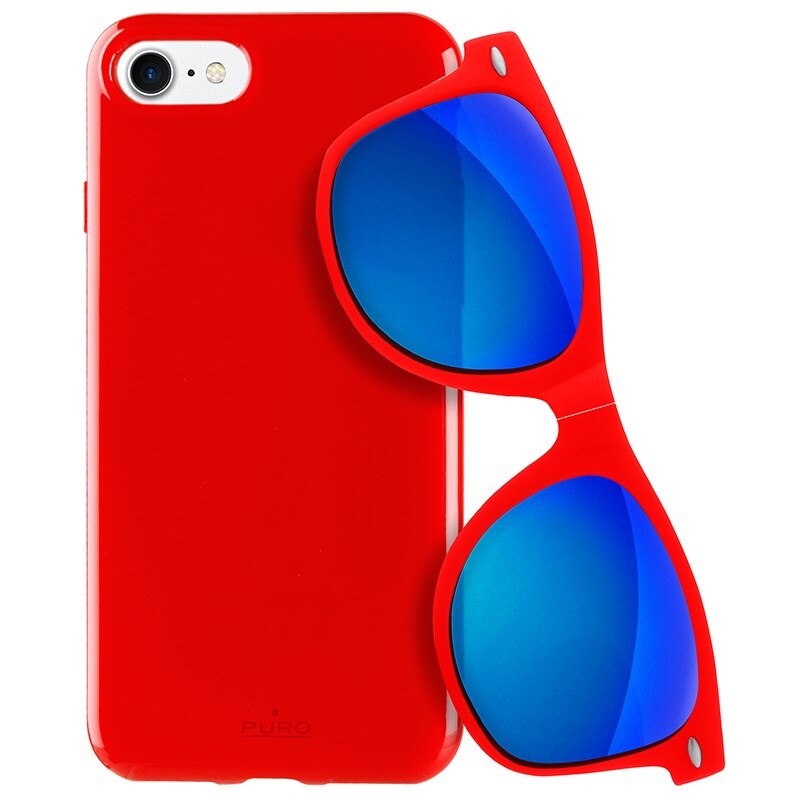 PURO Sunny Kit - sada puzdier pre iPhone SE (2022/2020) / 8/7 + skladacie slnečné okuliare (červené)