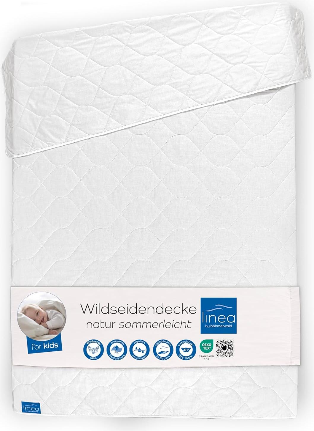 LINEA böhmerwald Kids Bettdecke, 100% Wildseide, Weiß, 100 x 135 cm