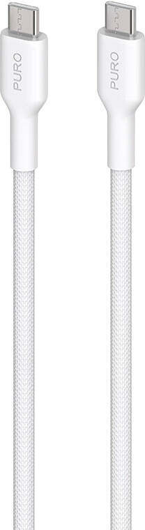 PURO Fabric - Robustný opletený kábel USB-C na USB-C, 1,2 m (biely)