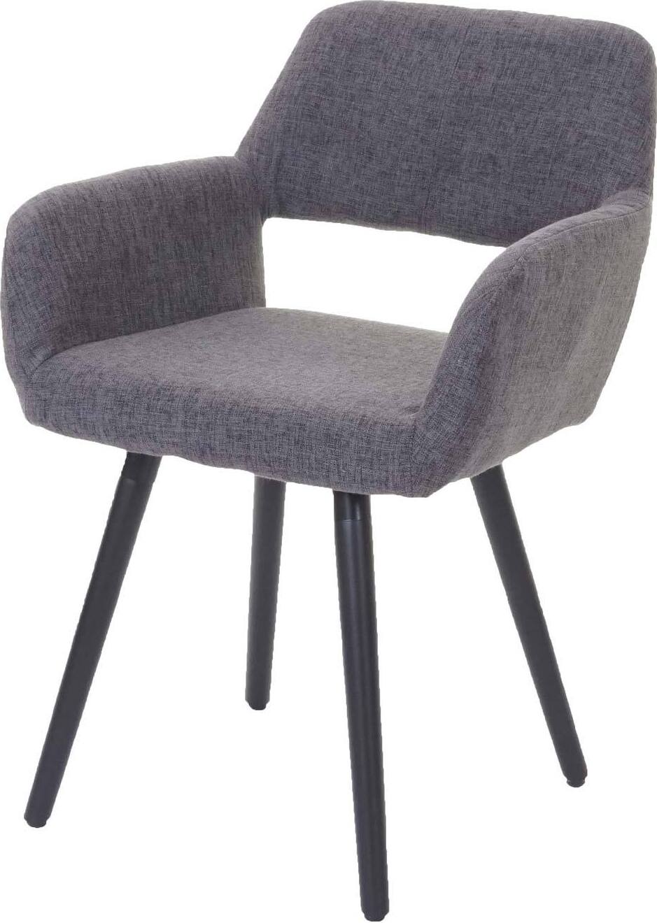 Jedálenská stolička HWC-A50 II, stolička kuchynská stolička, retro dizajn 50. rokov ~ textil, sivá, tmavé nohy