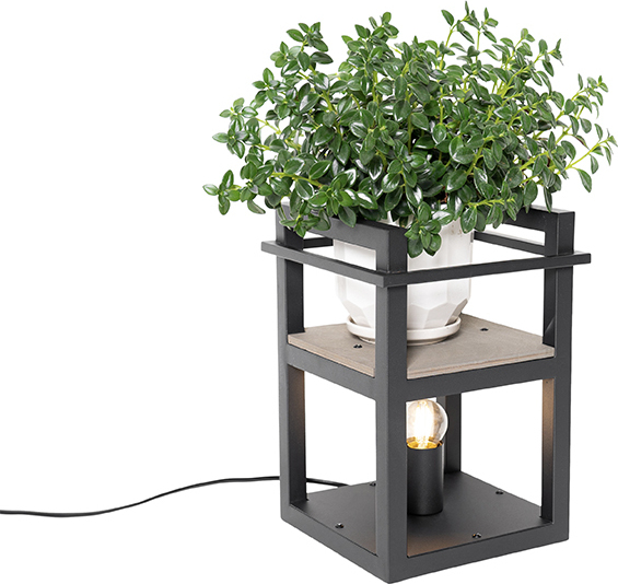 QAZQA - Industrie I Vintage I Industrie I Vintage I Tischlampe schwarz mit Holz - Cage Rack I Wohnzimmer I Schlafzimmer - Stahl Rechteckig - LED geeignet E27 105765