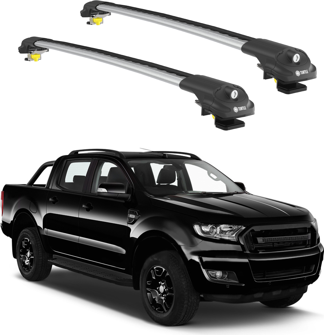 OMAC Barre Da Telo Per Ford Ranger 2012-2025 4 Porte – Portapacchi In Alluminio Con ABE, Capacità 100kg – Ideali Per Bici, Sci E Box Da Tetto