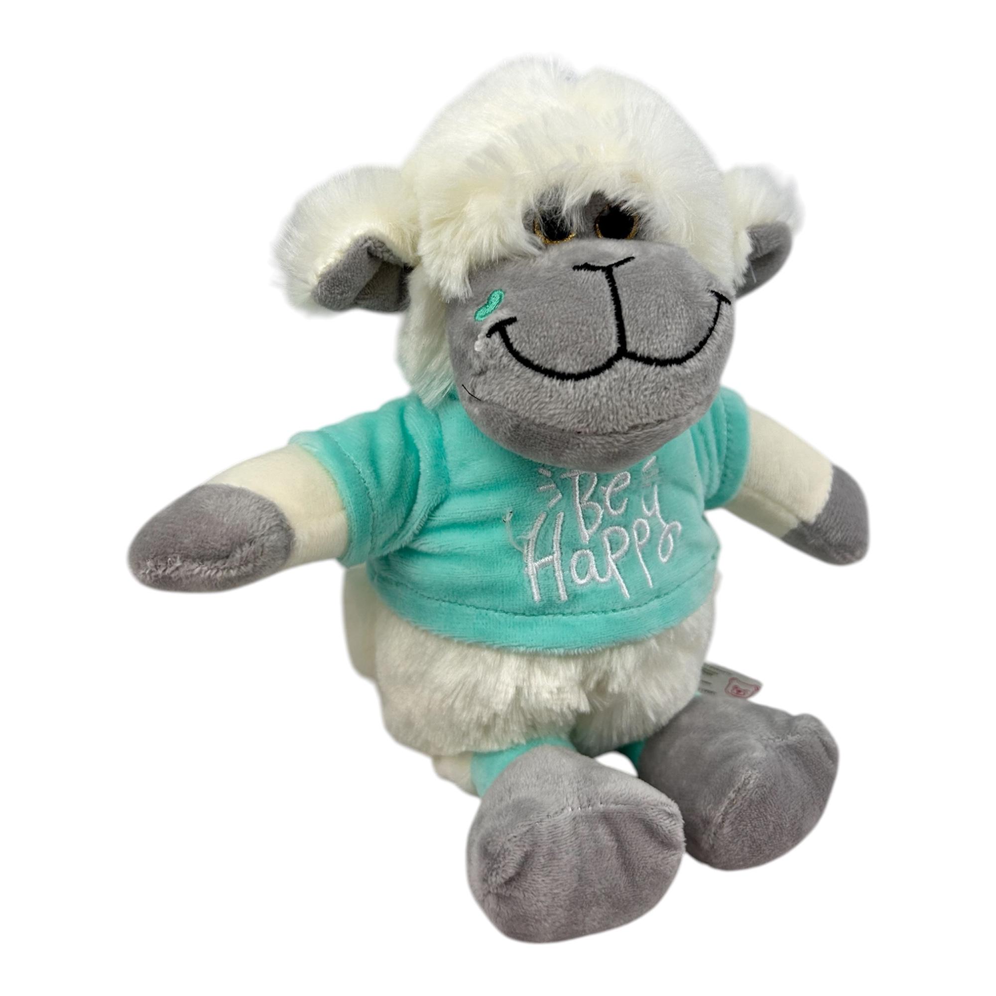 Landahl & Baumann Kuscheltier Schaf 27 cm milchfarben mit türkisfarbenem Pullover – Weiches Plüschtier Stofftier