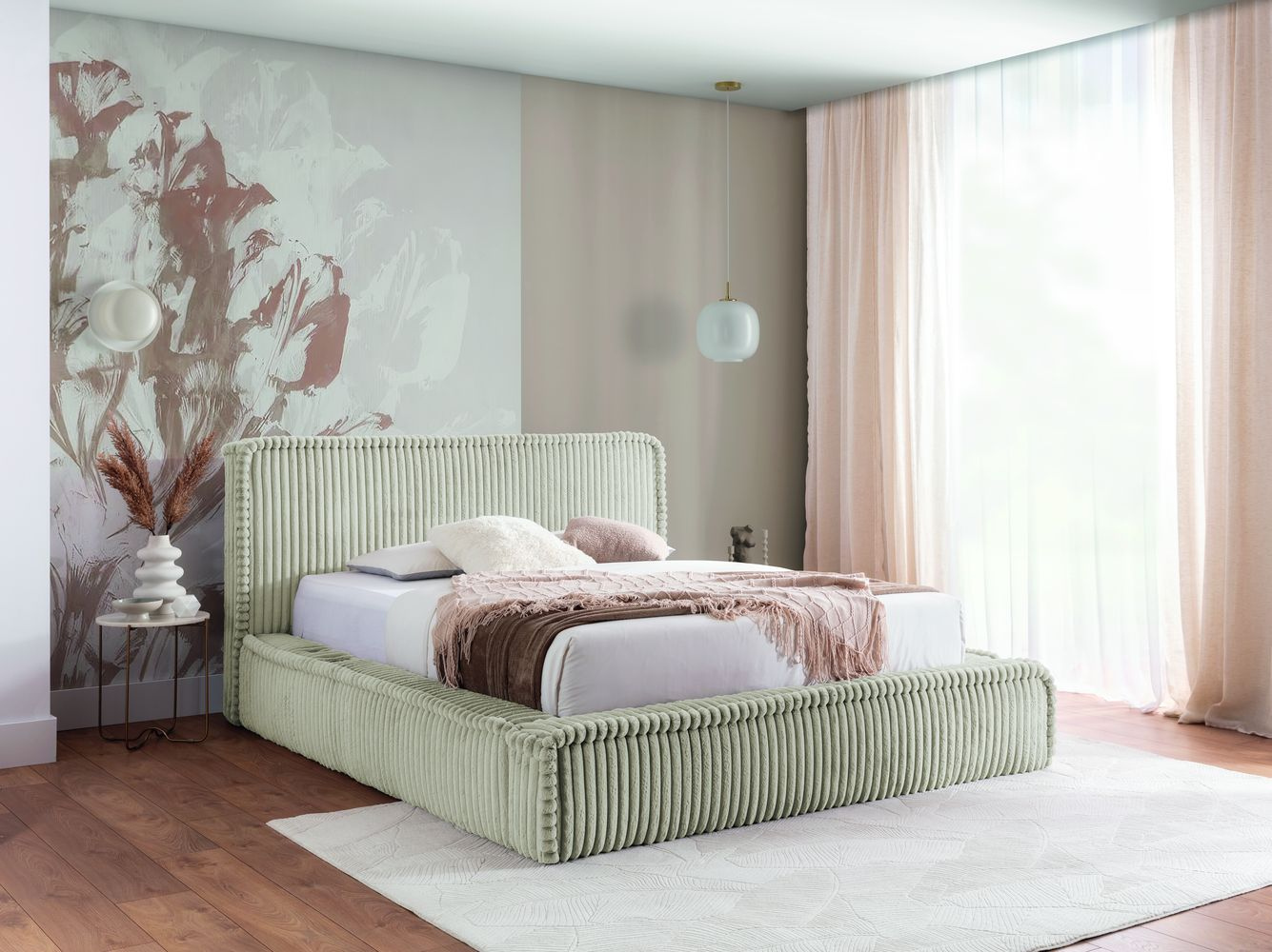 Čalúnená posteľ 120x200 BELINDA - svetlo šedá