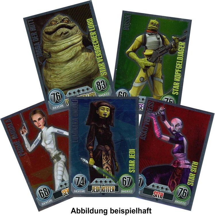 Topps Star Wars Force Attax 5 verschiedene Star Karten (zufällige Auswahl) deutsch