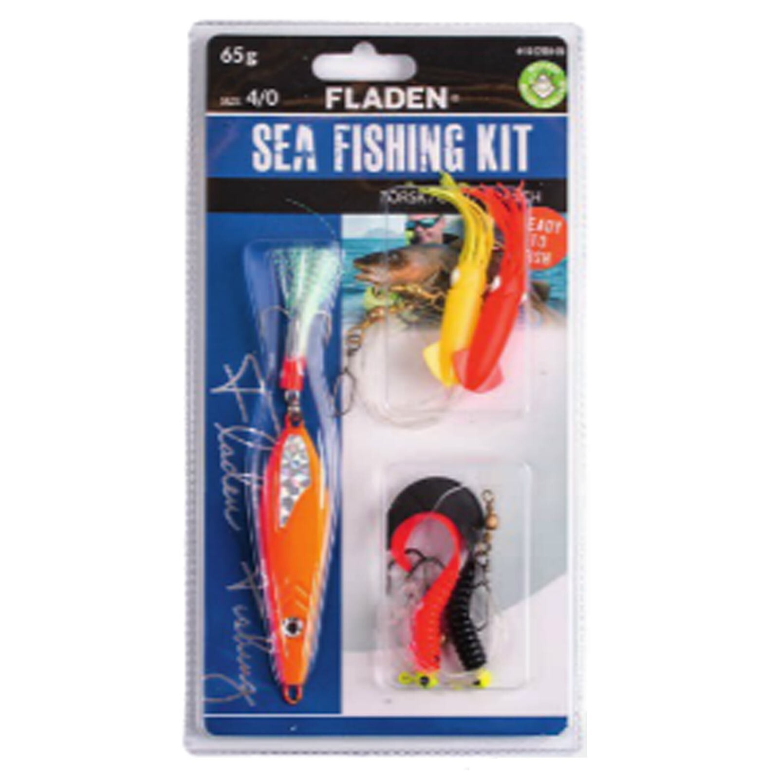 Fladen komplett Set Dorschblinker 90g + 2 Dorschpaternoster Dorsch Köder 16-22901-05