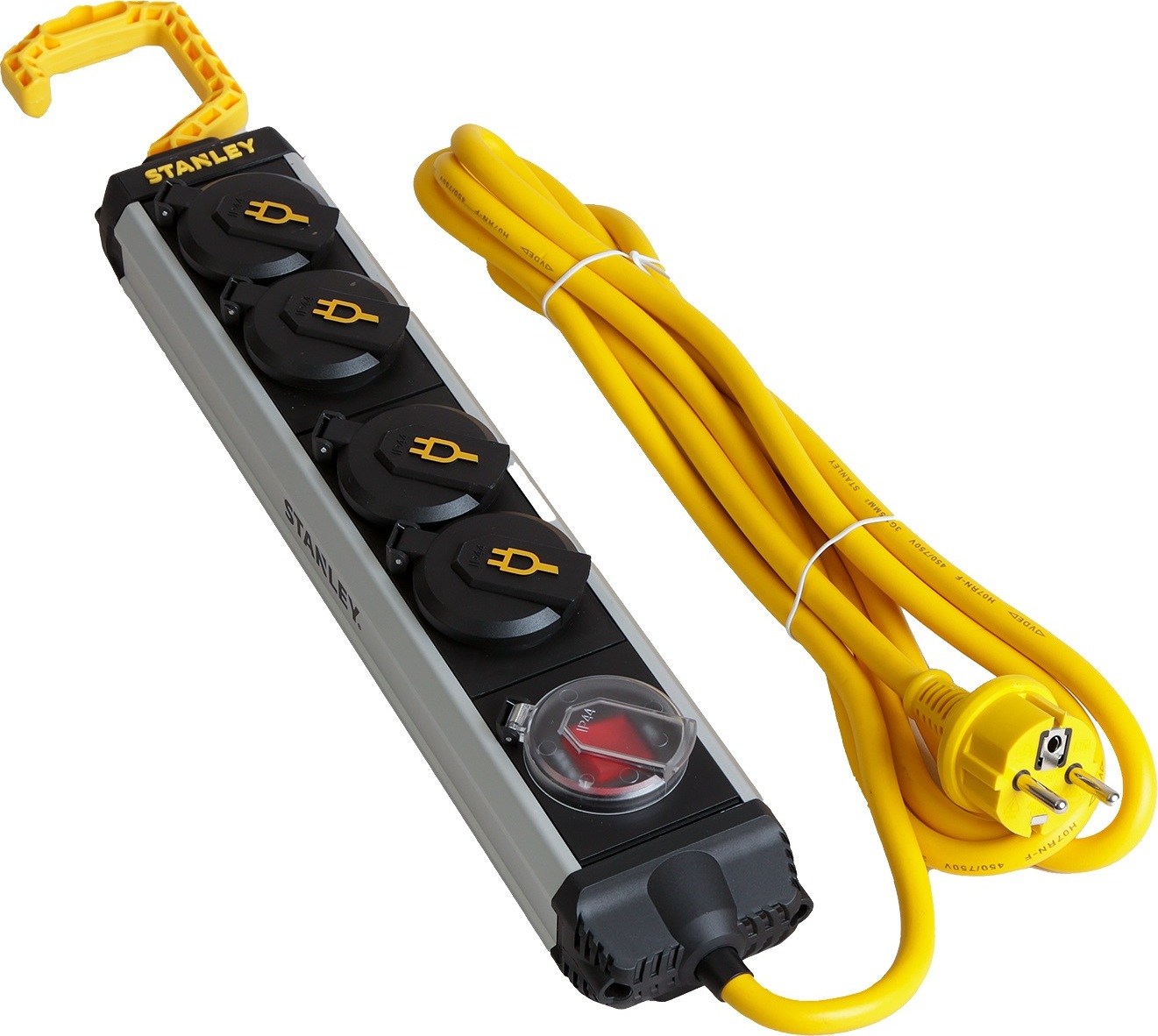 Stanley 4-Fach Alu Steckdosenleiste 3m mit Haken SXECCA2LAFE