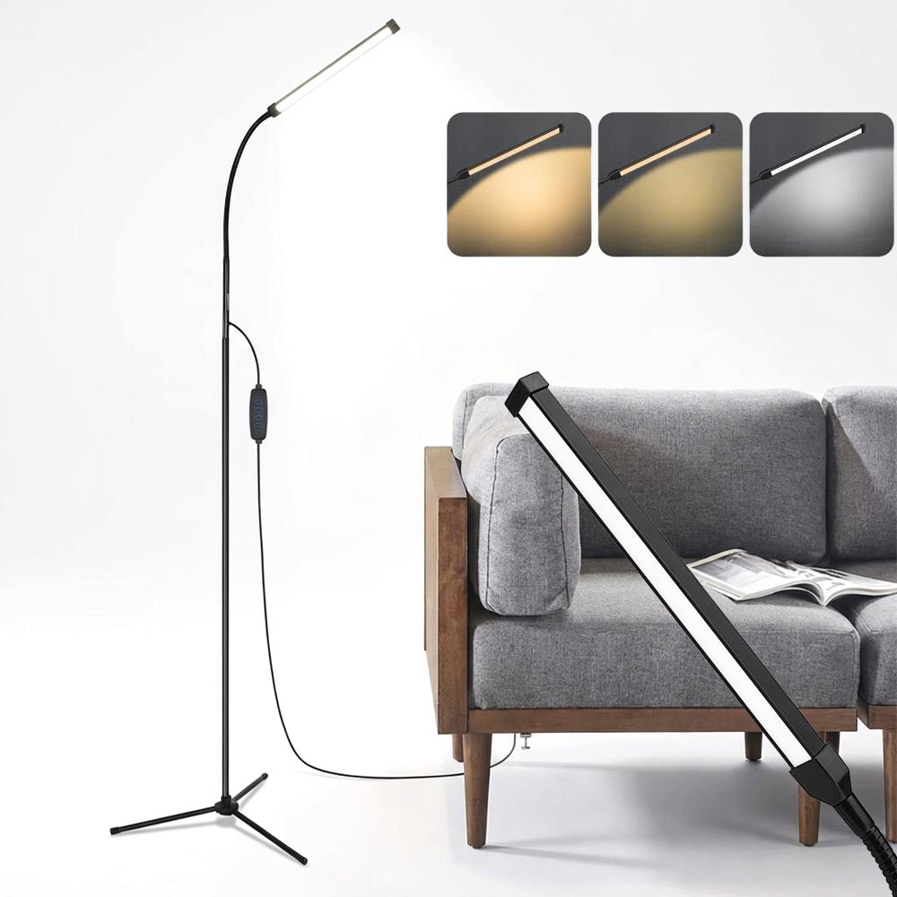 Rosikey LED Stehlampe - Dimmbar Modern Flexibler Schwanenhals Stehleuchte - 3 Farbmodi 10 Helligkeitsstufen - Schwarz 152 cm 835110002