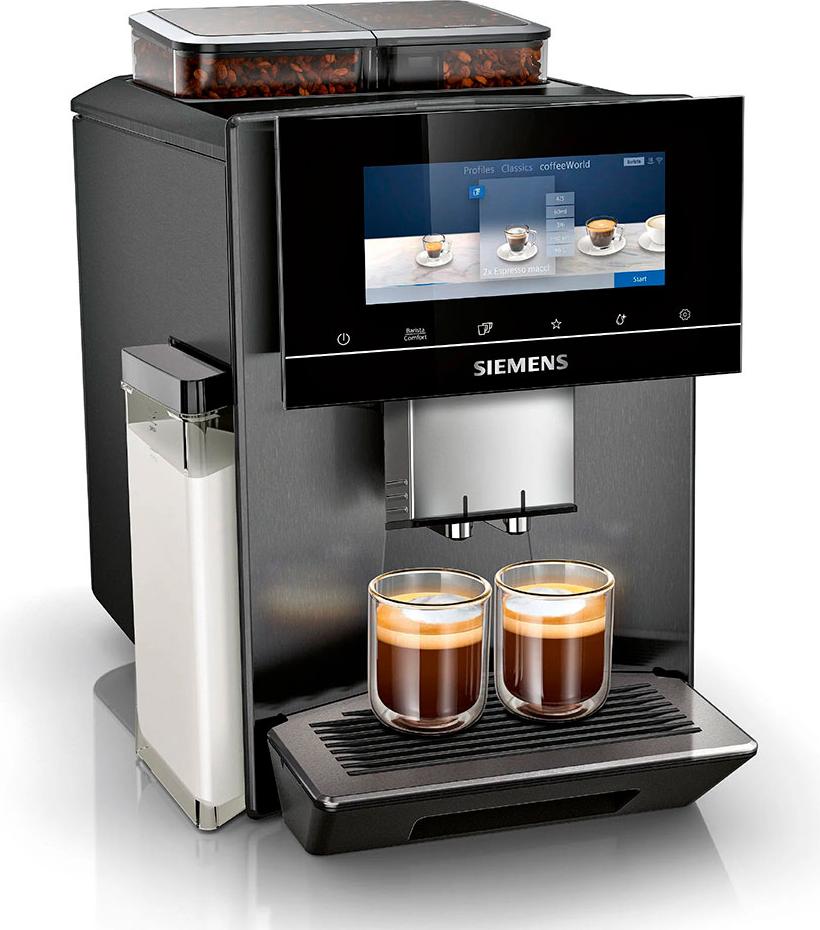 Siemens EQ900, Espresso kávovar, 2,3 l, Zrnková káva, Zabudovaný mlynček, 1500 W, čierna