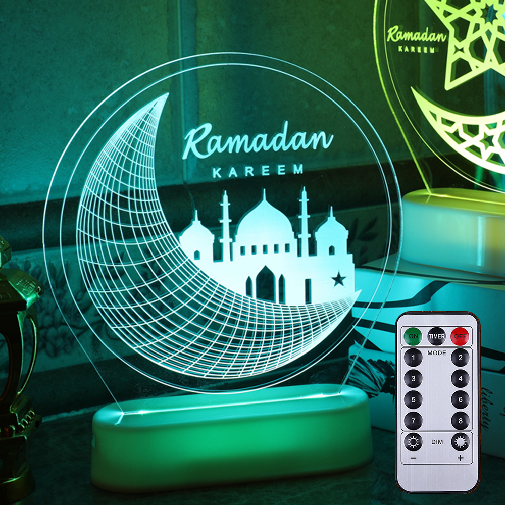 Rosikey Ramadan Deko LED Lampe Eid Mubarak Dekoration Laterne, Muslim Islam Ramadan Dekoration Nachtlicht Ornamente für Muslimische Ramadan Festival