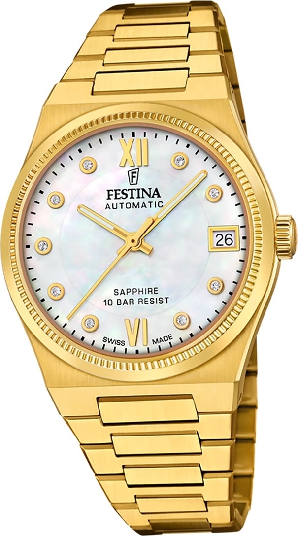 Festina dámske hodinky z ušľachtilej ocele zlaté Festina Swiss made náramkové hodinky D2UF20033/1