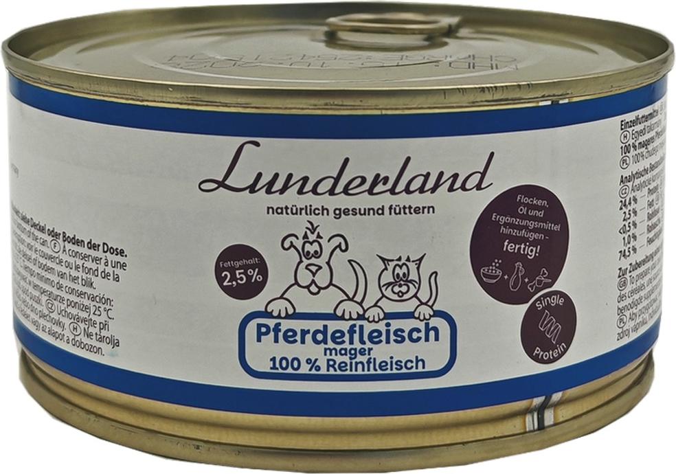 Lunderland Tierfutter Lunderland Pferdefleisch mager 300g I 100% Reinfleisch I Einzelfuttermittel für Hunde und Katzen I Monoprotein sehr fettarm