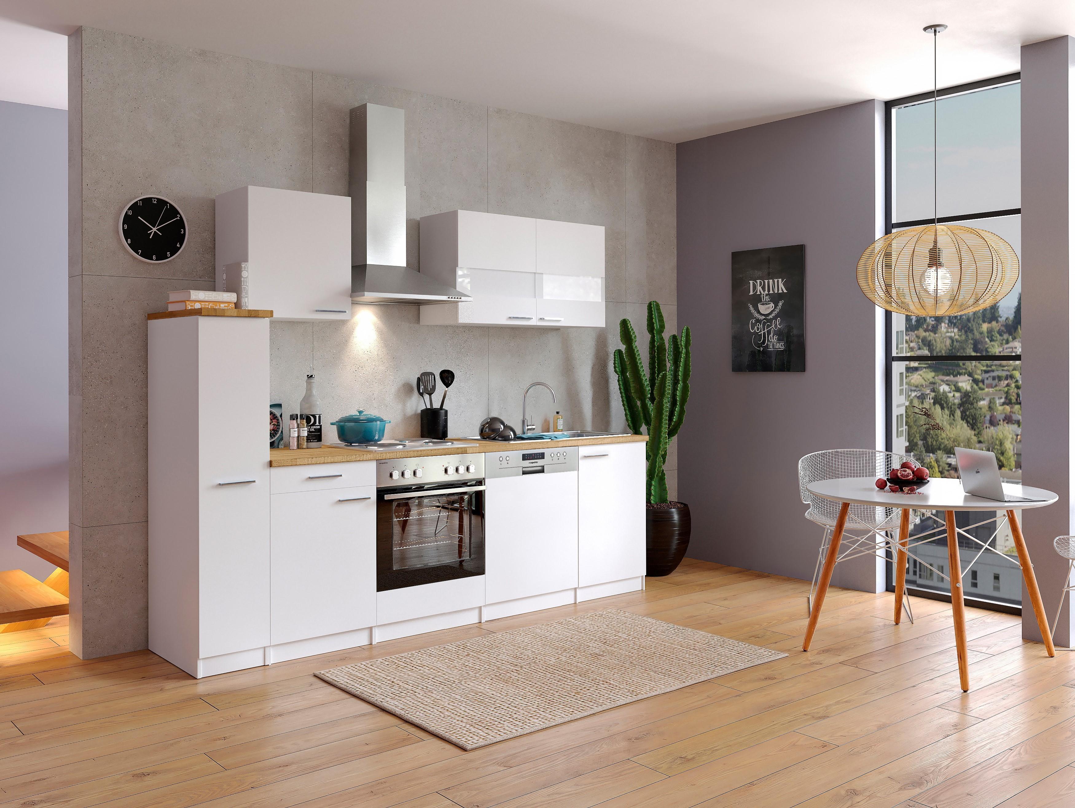 Küche Küchenzeile Küchenblock Einbauküche Weiß Malia 250 cm Respekta KB250WWG