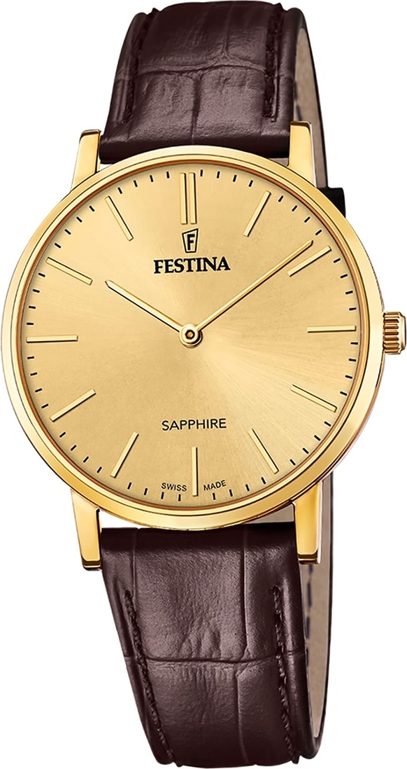Festina pánske hodinky kožené hnedé Festina Swiss Made náramkové hodinky D2UF20016/2