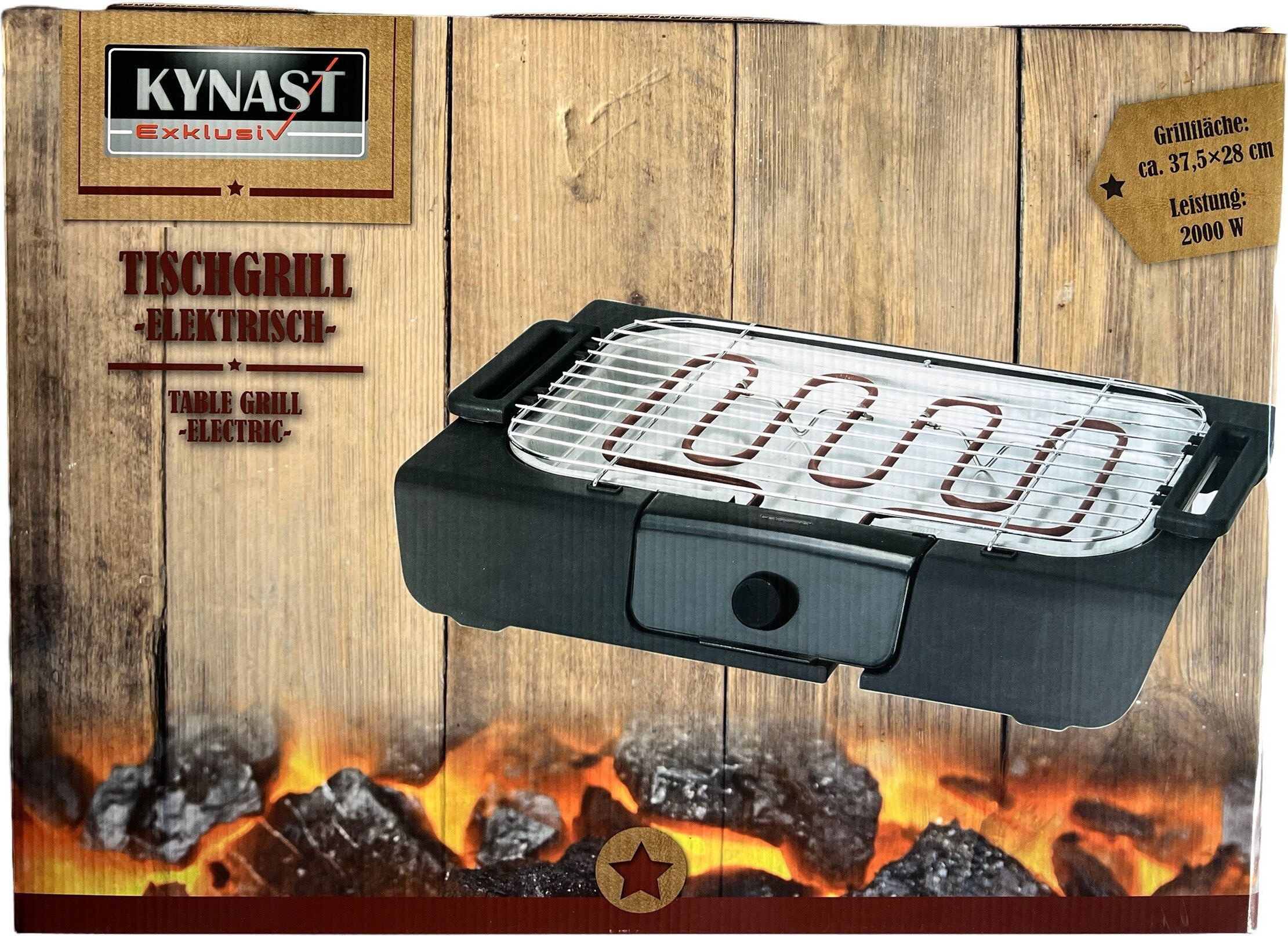 Kynast Elektrischer Tischgrill, Barbecue Grill, Balkongrill 2000 Watt, 37,5 x 28cm, Schwarz 613-401054