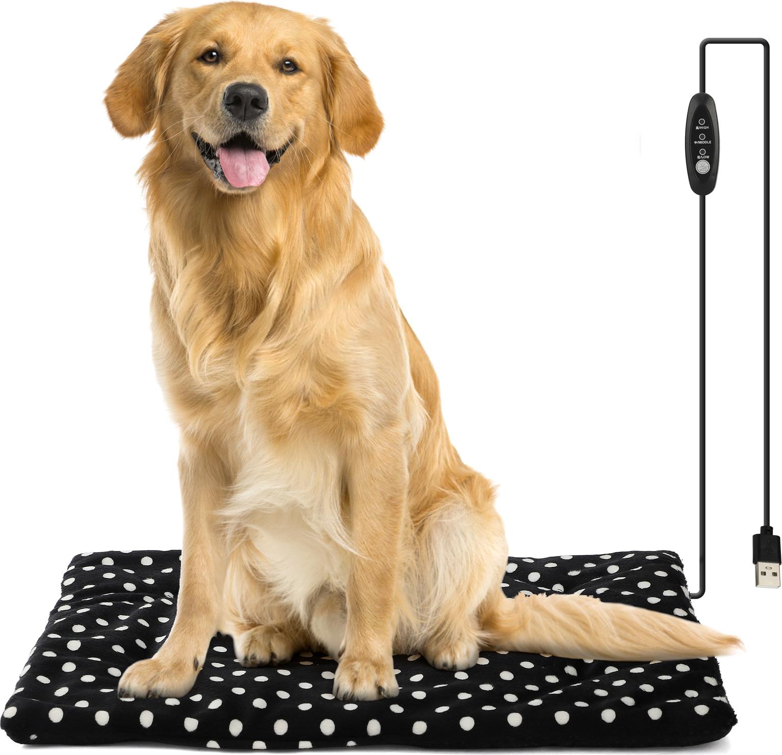 Vyhrievacia deka pre domáce zvieratá, napájaná z USB a prateľná, 3-stupňová regulácia teploty, 37x47cm čierna, pre mačky a psy