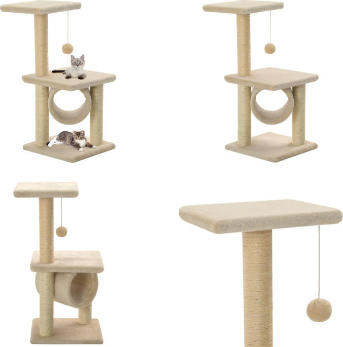 vidaXL Katzen Kratzbaum Sisal 65 cm Beige - Kratzbaum - Kratzbäume - Katzenbaum - Katzenbäume HL170548