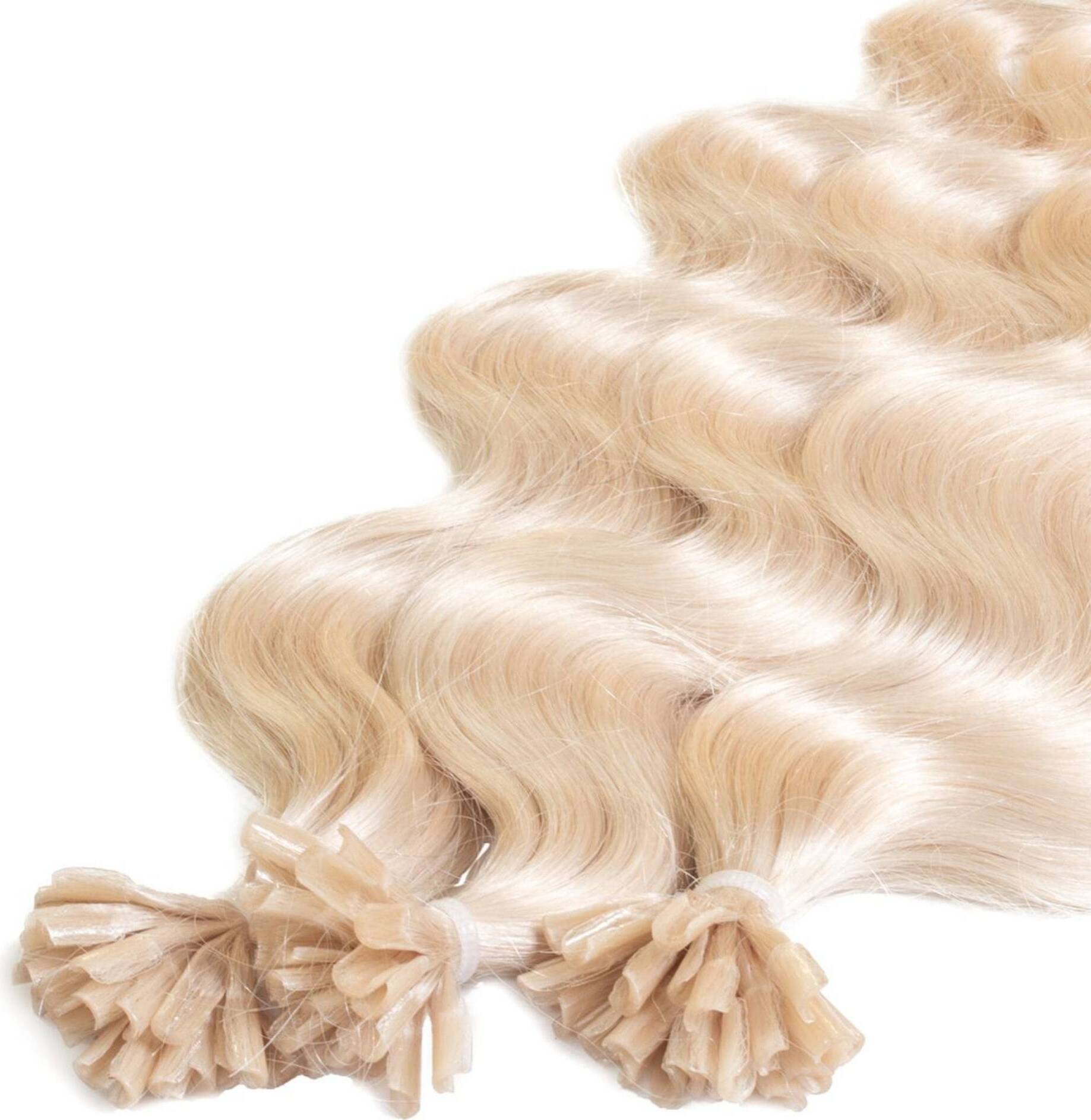 Hair2heart Premium Bonding Extensions – 100 Strähnen Echthaar, 0.8g, 50cm, Farbe 9/31 Lichtblond Gold Asch