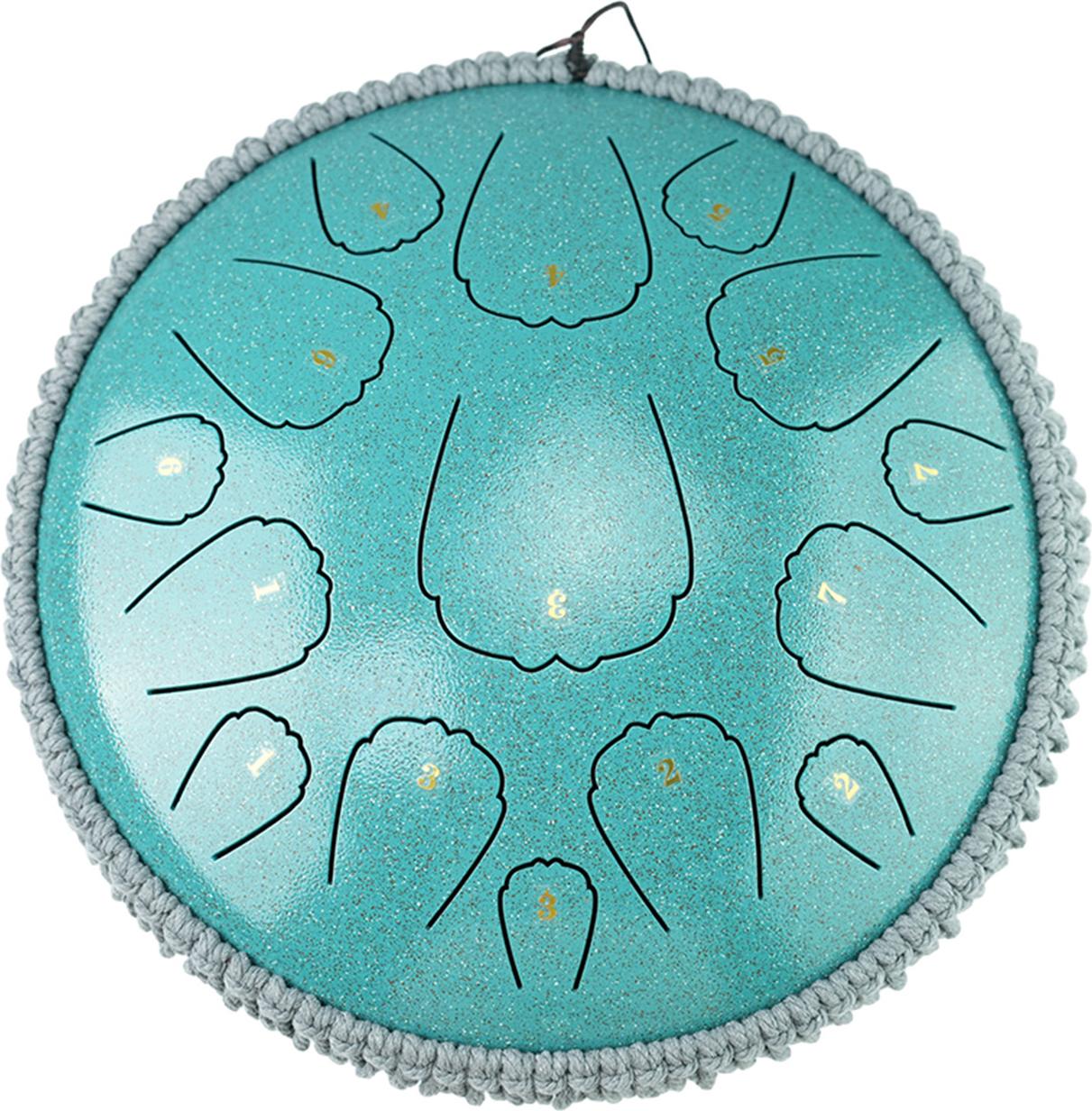 Gistuch Zungentrommel aus Stahl, 13 Zoll, 15 Noten, D-Taste, Schlaginstrument, tragbar, balsamisch, mit Schlägeln für Meditation, Yoga, Handpan