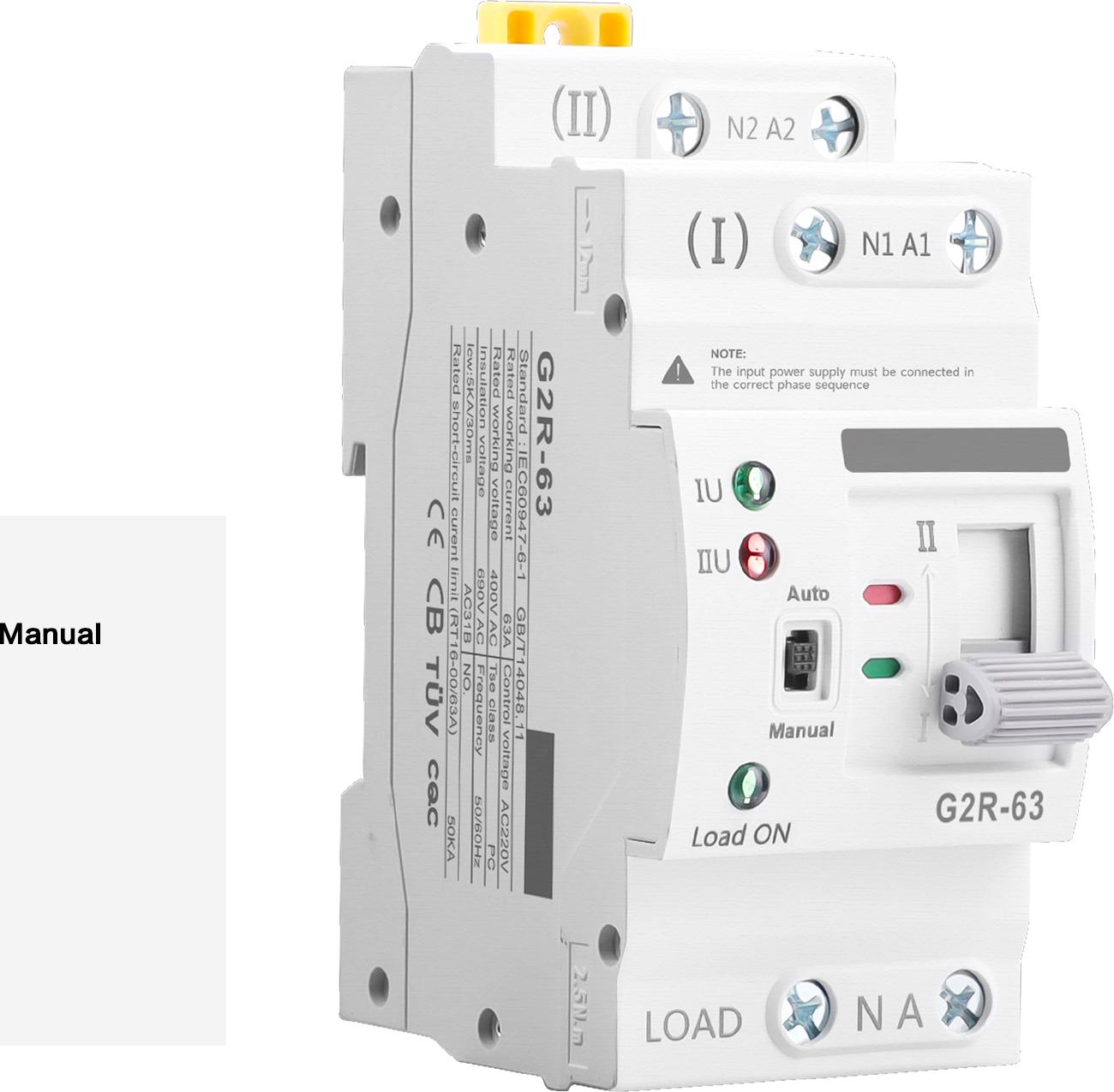 TWO TREES Dual Power Umschalter, Automatischer Umschalter ATS, ATS Stromumschalter, Elektrischer Auswahl-Schalter, Din Rail Umschalter, 220V ATS Schalter, Notstromumschalter