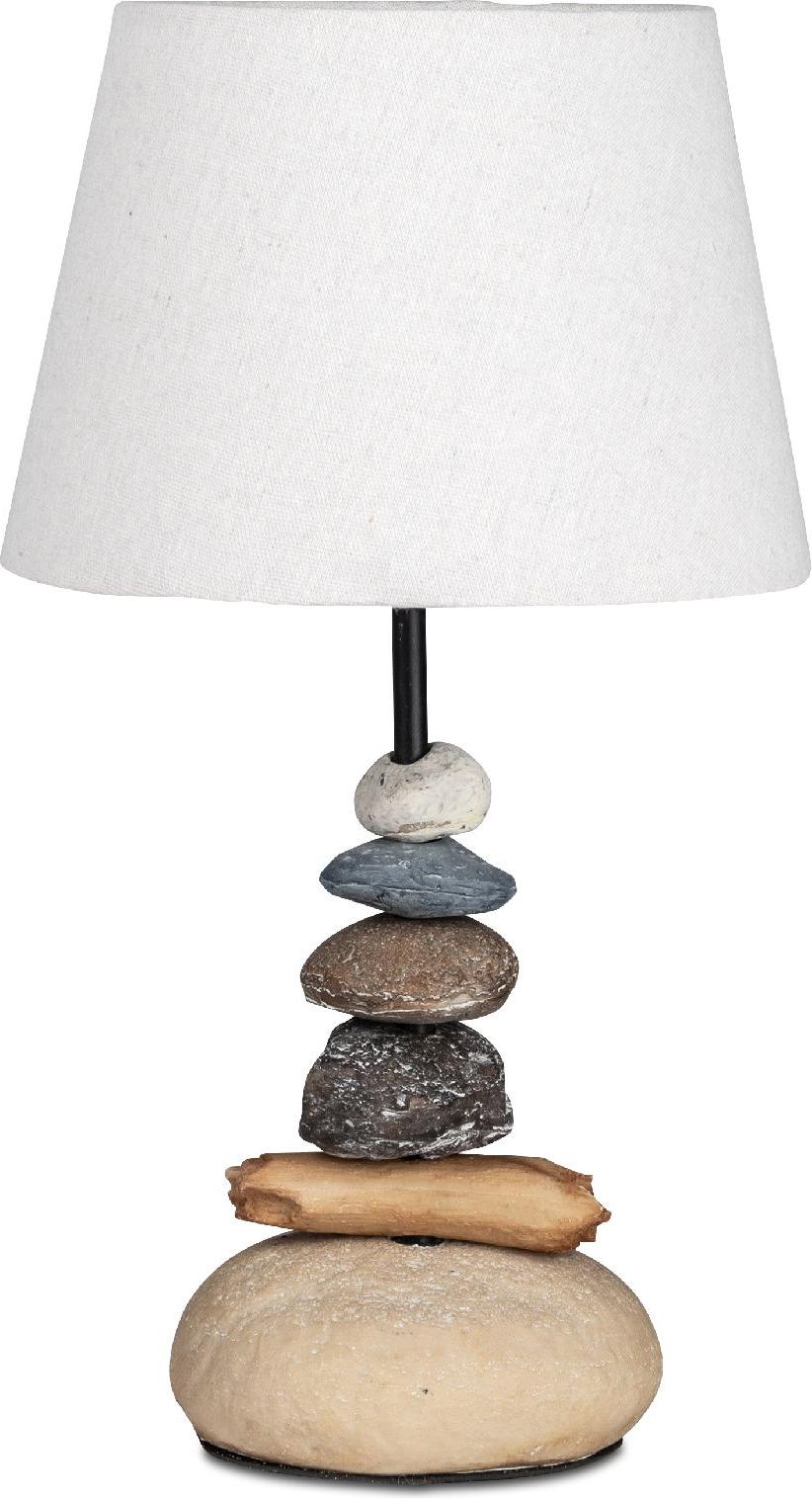 Tischlampe, Leuchte Steine Naturoptik H. 40cm mit Stoff Schirm Formano 653604
