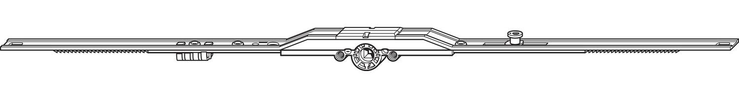 Roto NT/NX DK-Getriebe mittig/variabel - Fenstergetriebe - Drehkippbeschlag DM 8 mm L 800 mm 1V Zapfen silber 840812