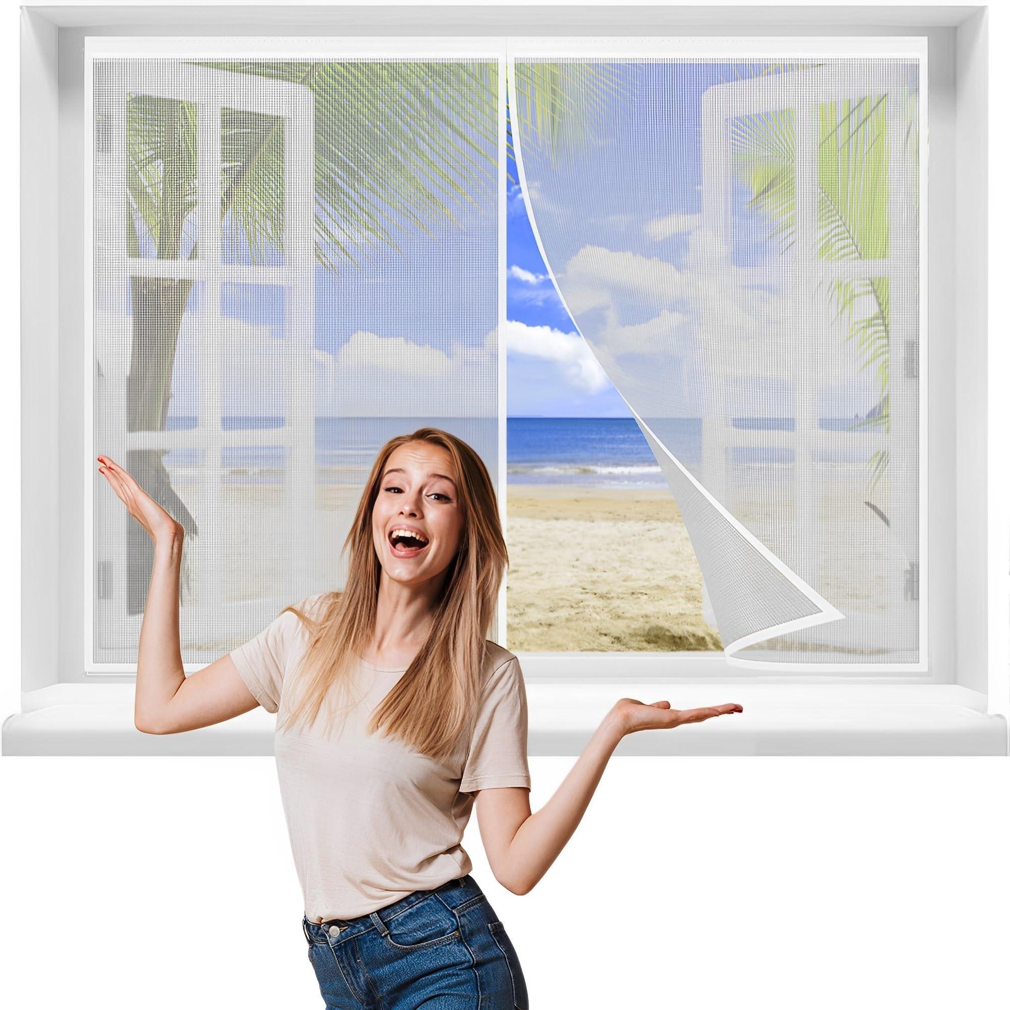 Merkloos Starkes Fliegennetz für Fenster 120x120 cm - Wiederverwendbar und geeignet für alle Fenstertypen