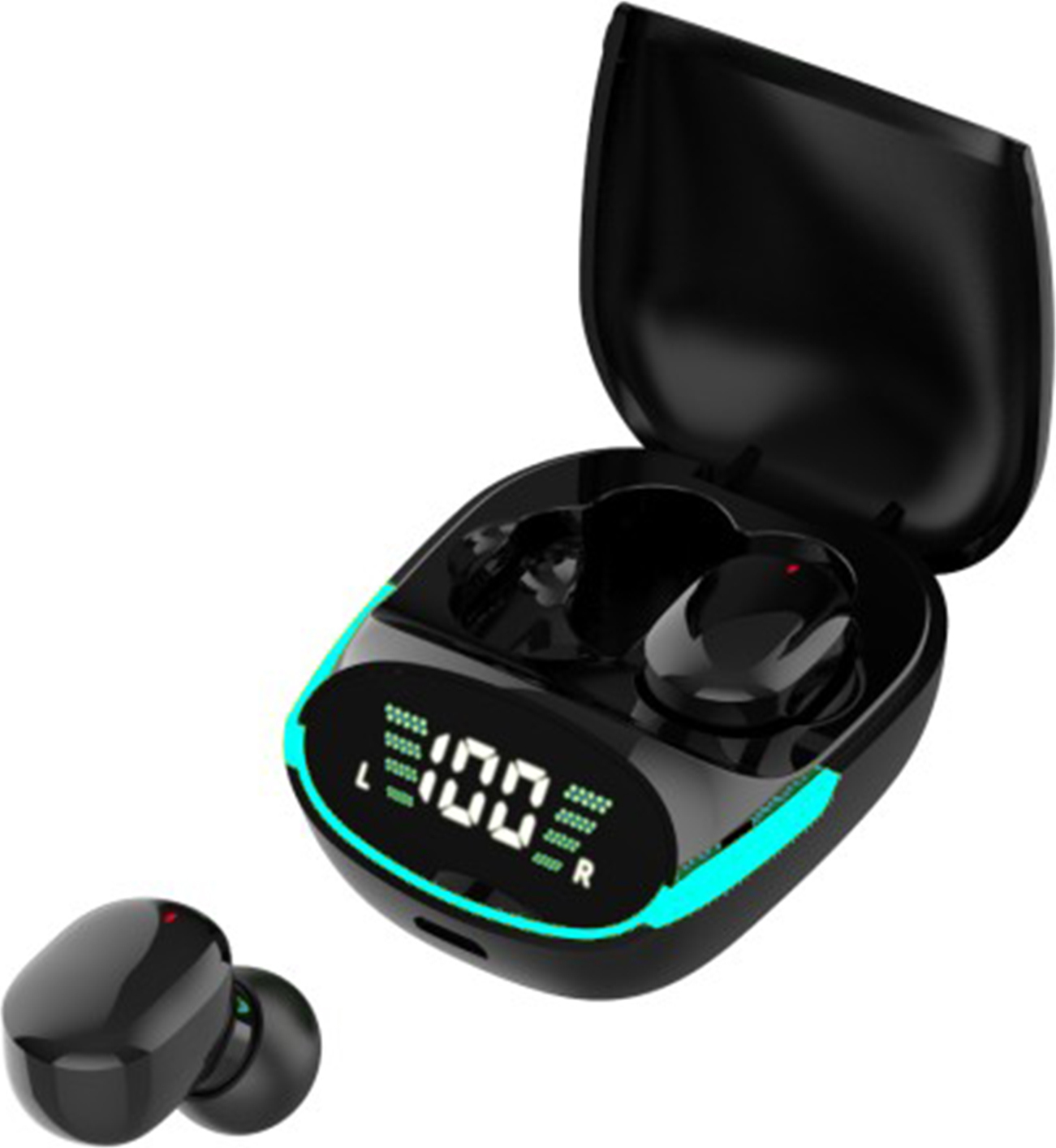 Douself TG06 kabelloses Bluetooth-Headset, BT5.0 | IP4 wasserdicht | LED-Bildschirmanzeige, schwarz