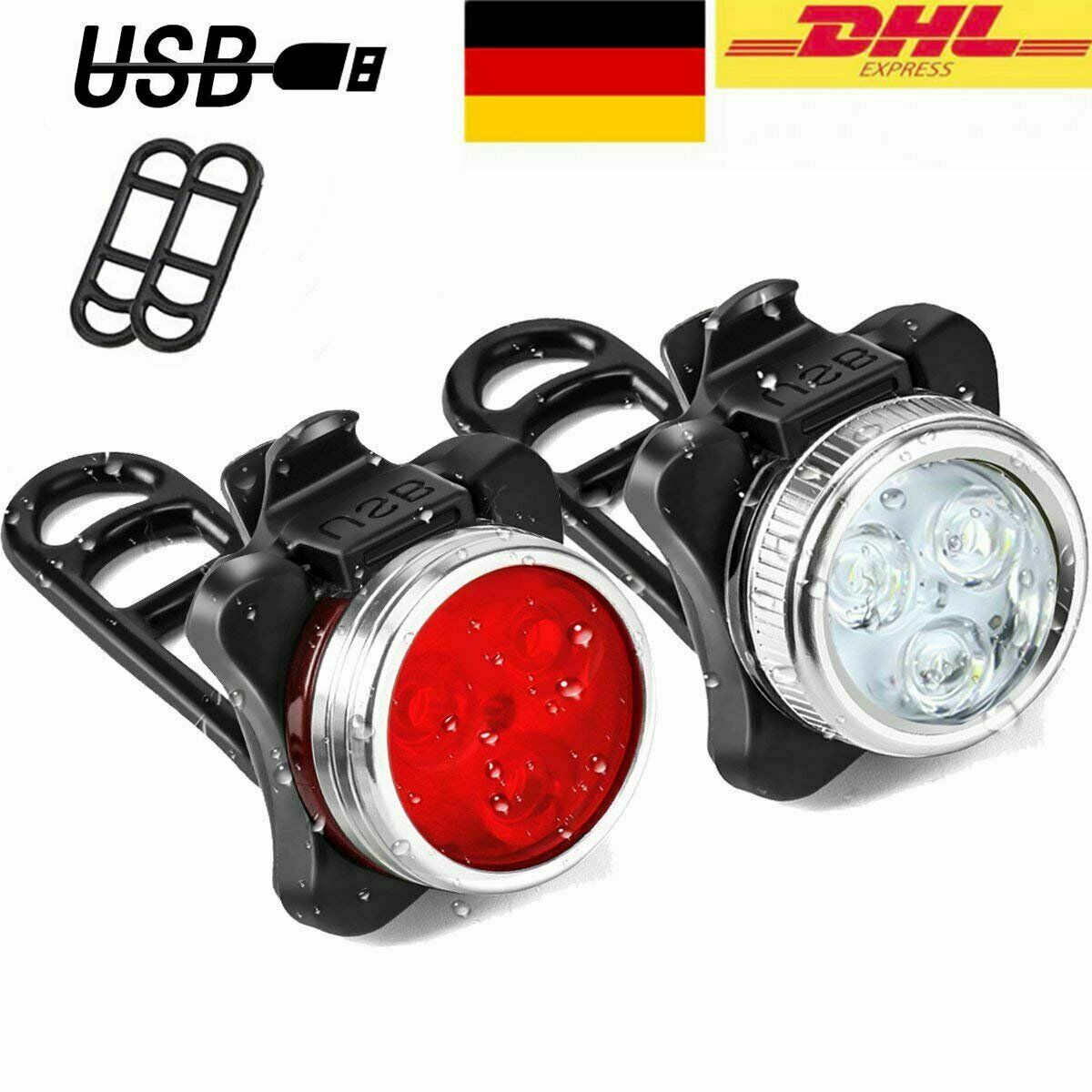 LED Akku Fahrrad Licht USB Beleuchtung Set 600 LUX Scheinwerfer Rücklicht Lampe