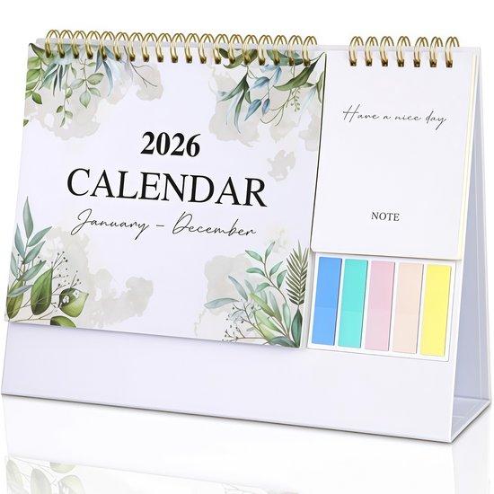 OEM Kalender für das Jahr 2026 mit Abschnitt für Notizen und Arbeitsaufgaben für den Arbeitsplatz oder das Privathaus.