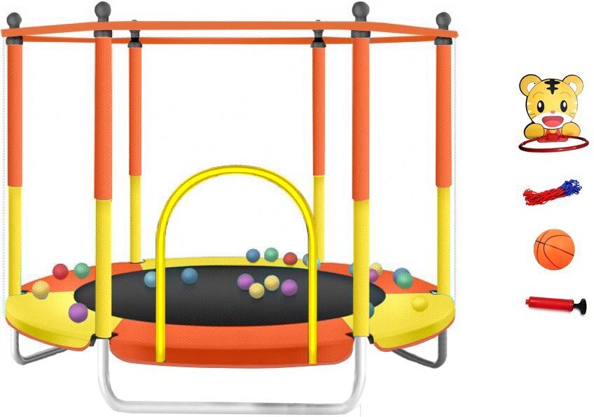 Detská trampolína KIDS NT - 152 cm s bezpečnostnou sieťou a vybavením oranžová