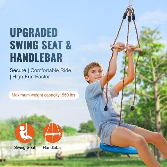 Merkloos Seilrutschen-Set (1585 cm) für Kinder und Erwachsene, Tragkraft bis 227 kg, Spielgerät für den Außenbereich im Garten mit Nylon-Sicherheitsgurt, Sitz und Lenker 102251-0