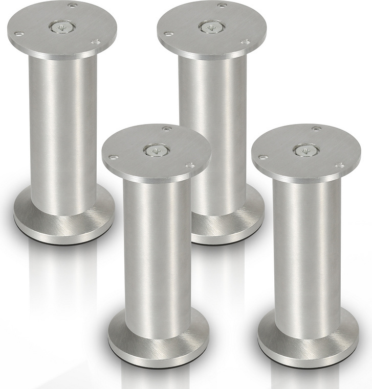 SWANEW 4er Set Möbelfüße Tischbeine Sockelfuß Tischfuß Möbel AluminiumHöhe:200 mm; Durchmesser: 40 mm; Höhenverstellung: + 15 mm RL-HG7049-4-UAa