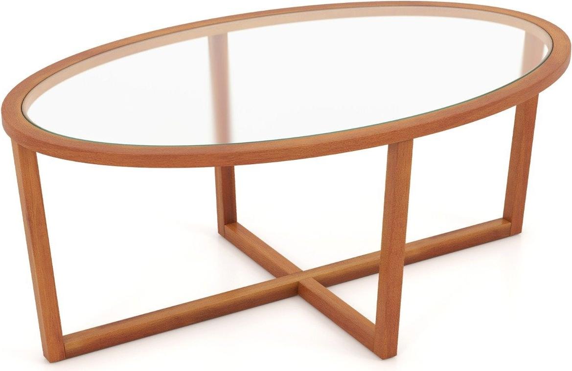 Northix Glas Couchtisch mit Kreuzfuß & Beinen aus Akazienholz Modern Glastisch Beistelltisch