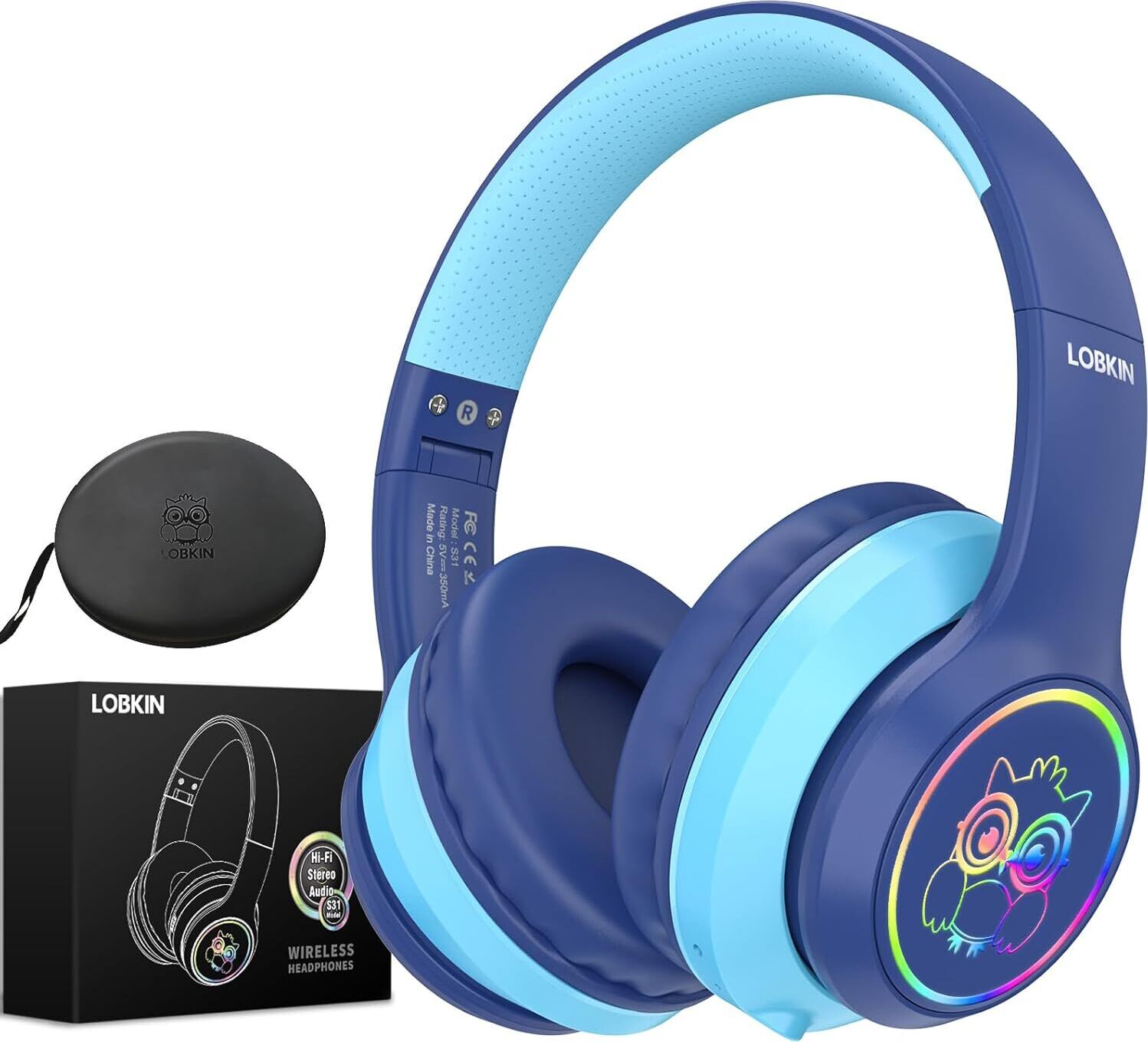 Detské slúchadlá s taškou, bezdrôtové a káblové slúchadlá Bluetooth pre deti, skladacie nastaviteľné slúchadlá cez uši pre deti do školy