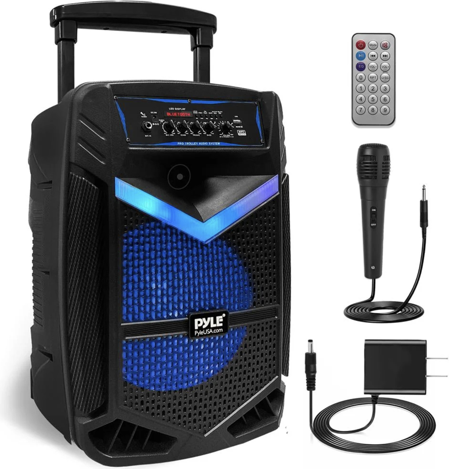 Prenosný Bluetooth Reproduktor 800 W, Mikrofón, Diaľkové Ovládanie, Podsvetlenie, Disko