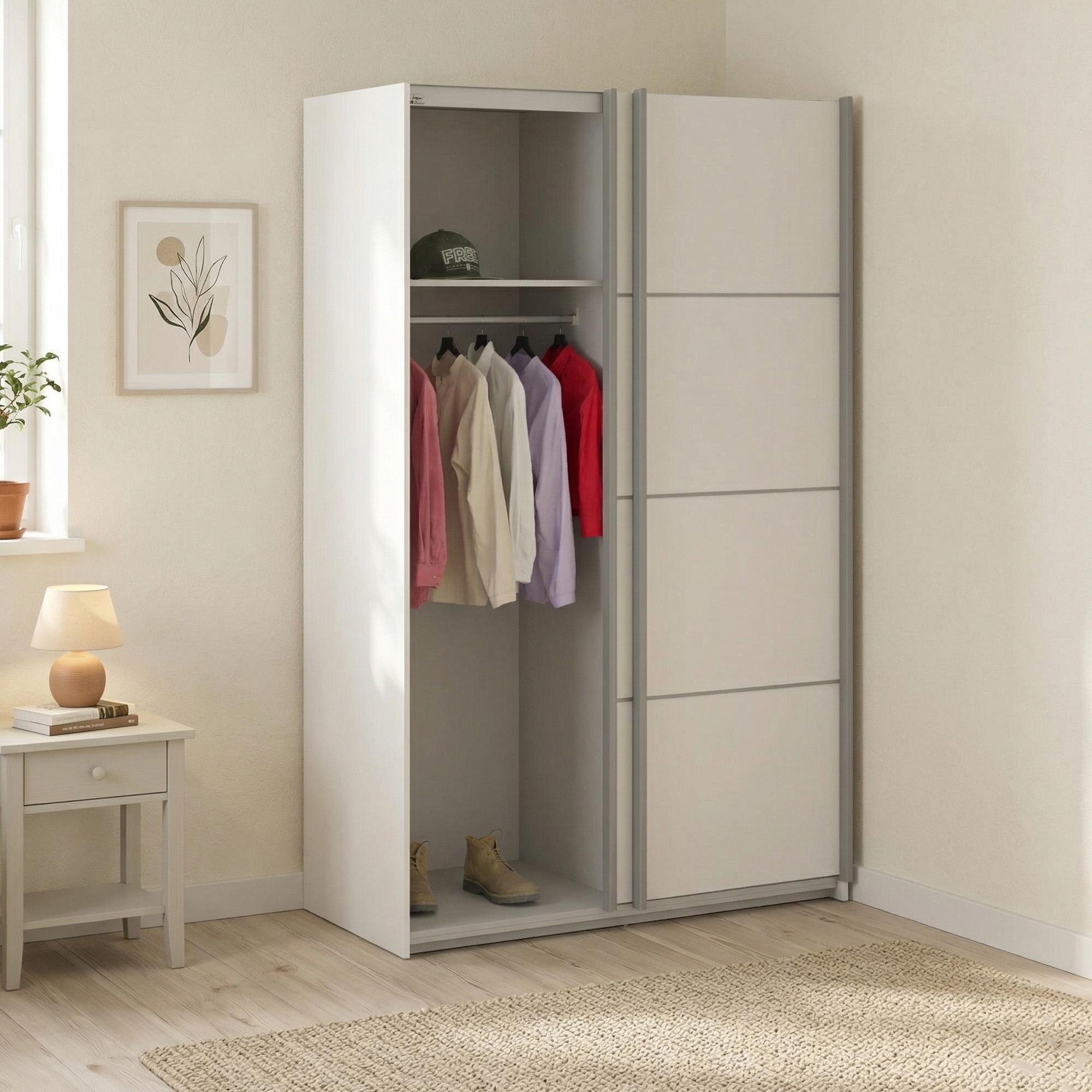 Dmora Kleiderschrank Andree 122,1x201,5 cm Weiß Garderobe