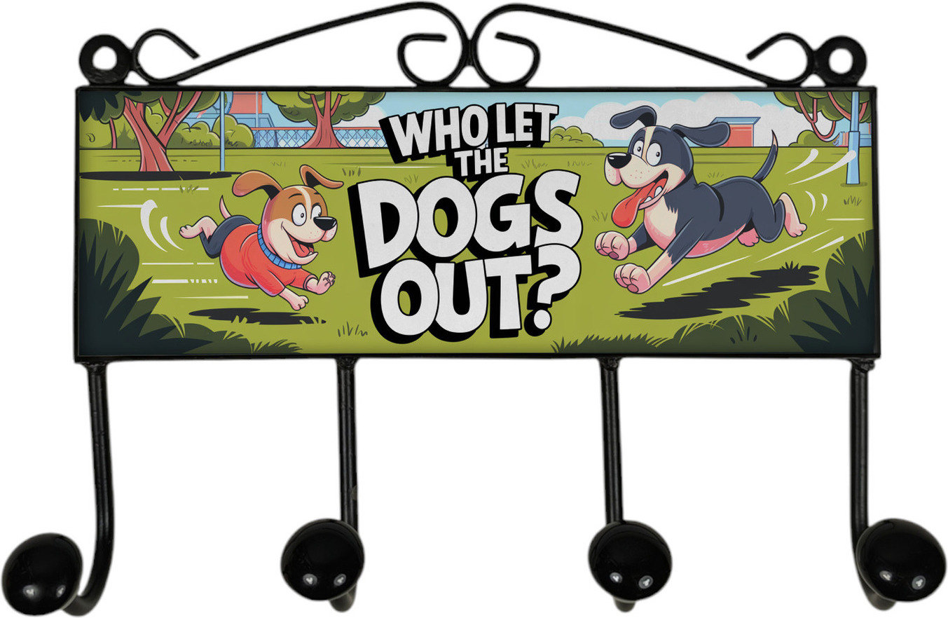 speecheese Who let the Dogs out? Kleiderhaken Leiste mit 4 Haken für Hundebesitzer