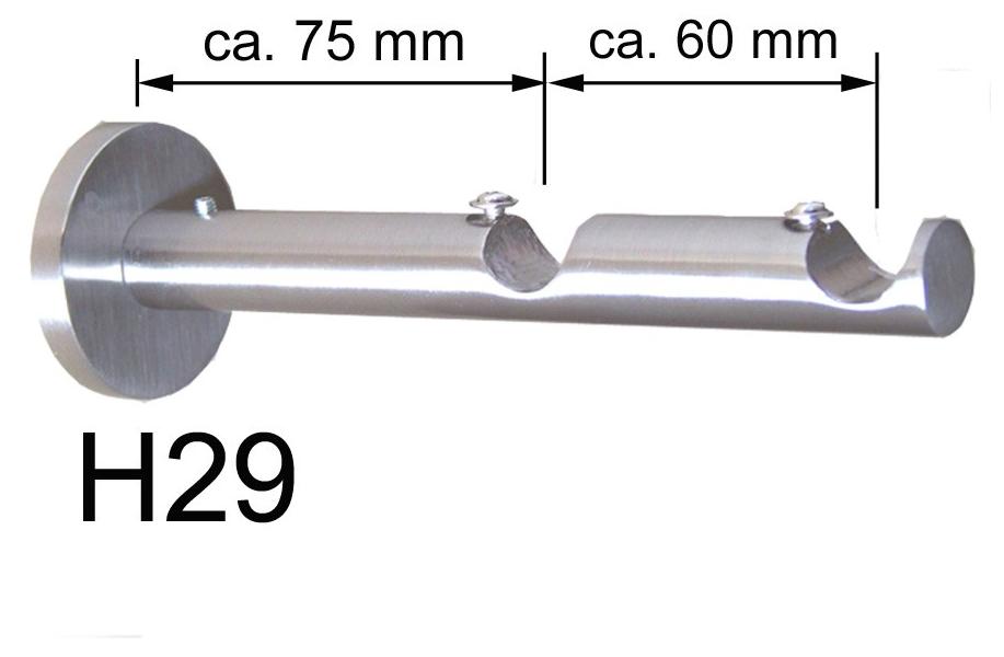 BASIT® Träger 19mm Gardinenstange Edelstahl look o. Trägerverlängerung H19 H29 H18 D28 AT2294006
