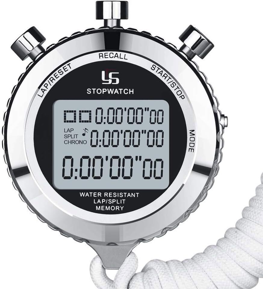RPSTrading Digitaler Stoppuhr-Timer Metall-Stoppuhr,10-Runden-Stoppuhr-Timer für Sportwettkämpfe C21032380M1D630W-M242