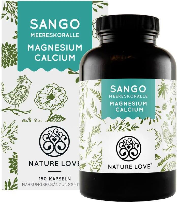 Nature Love® Sango Meereskoralle | 180 Kapseln | natürliche Quelle für Calcium (20%) und Magnesium (10%) im körpereigenen Verhältnis von 2:1