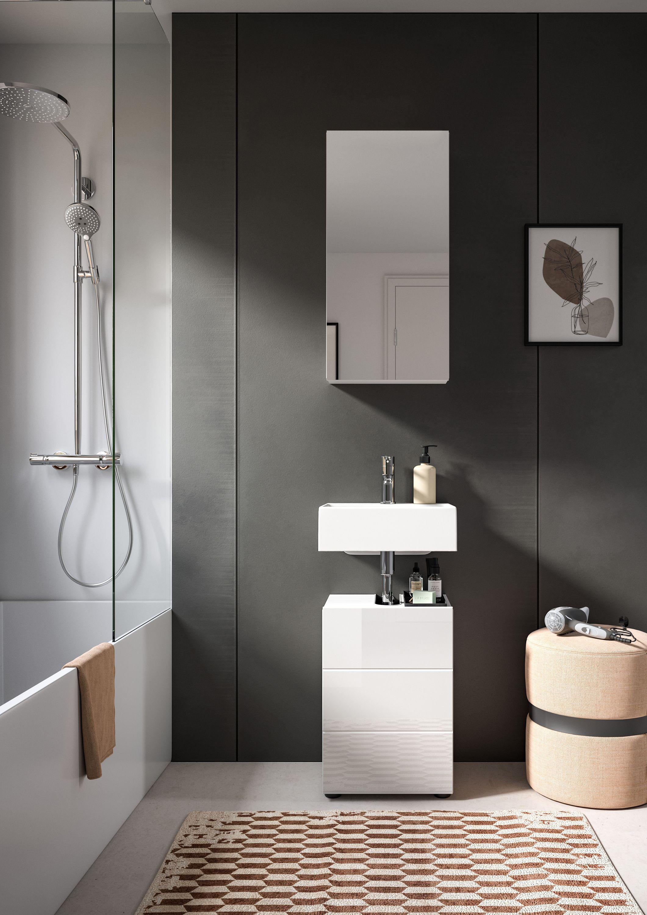 Xonox Vira 1 Badkombination Weiß / Weiß Hochglanz, LED-Beleuchtung:ohne Beleuchtung X2LA9B01