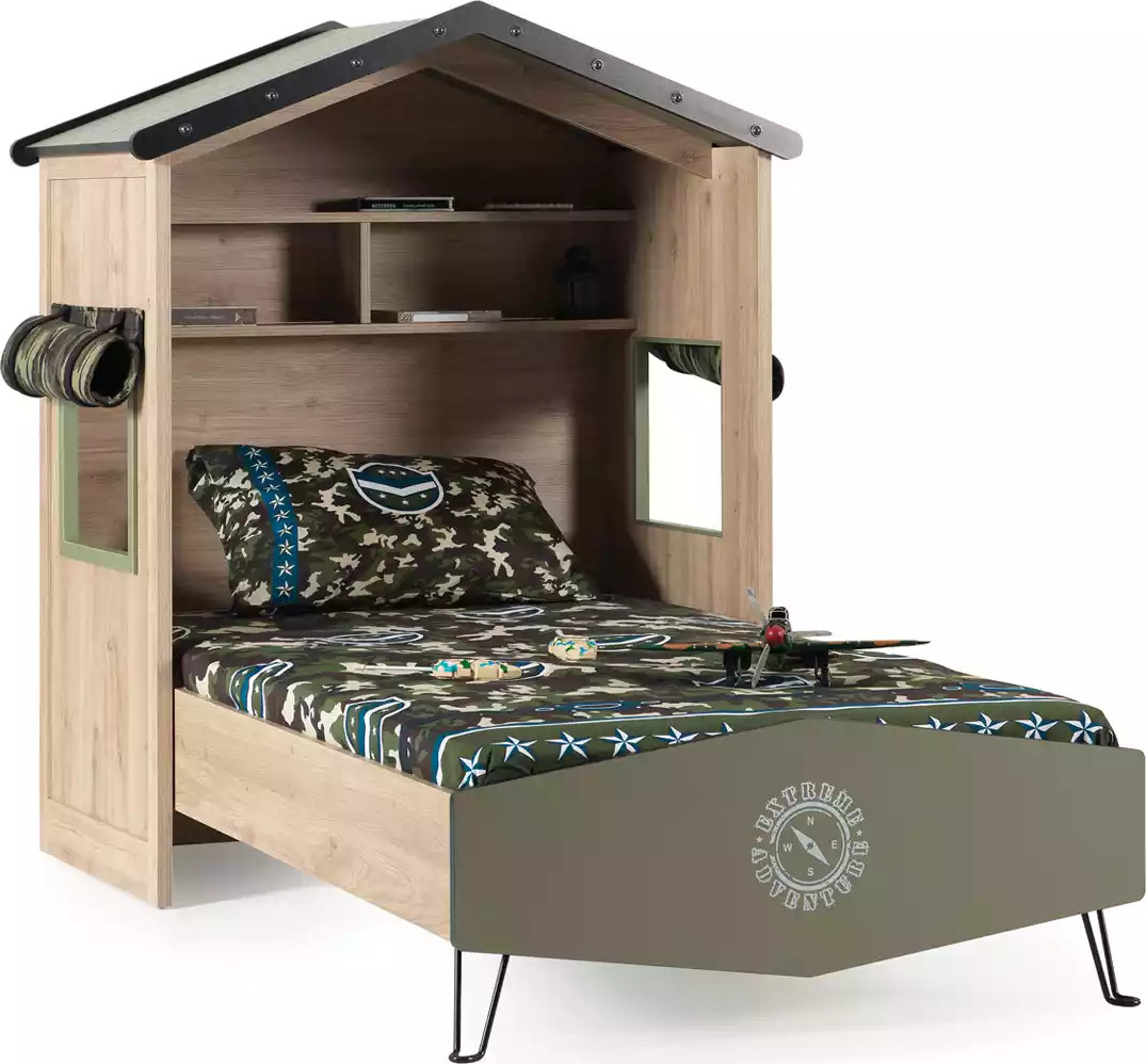 Design Bettrahmen Bett Holz Grün Jungen Kindermöbel Kinderbett Modern