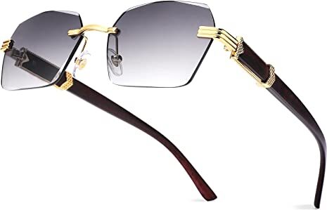 odsellingaaa OD Rahmenlose, randlose, rechteckige Sonnenbrille für Damen und Herren, stilvolle Brille mit quadratischem Schirm (F)