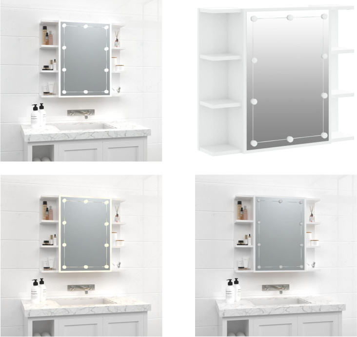 vidaXL Spiegelschrank mit LED Hochglanz Weiß 70x16,5x60 cm - Spiegelschrank - Spiegelschränke - LED-Spiegelschrank - Spiegelschrank Bad HL808879