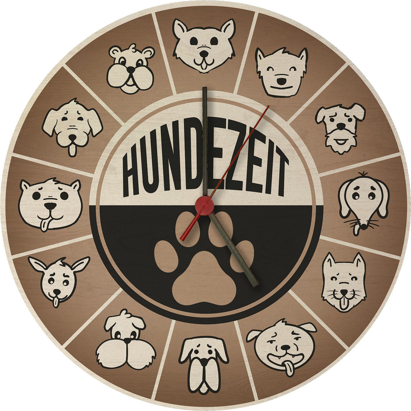speecheese Hundezeit mit lustigen Hunden Wanduhr aus MDF